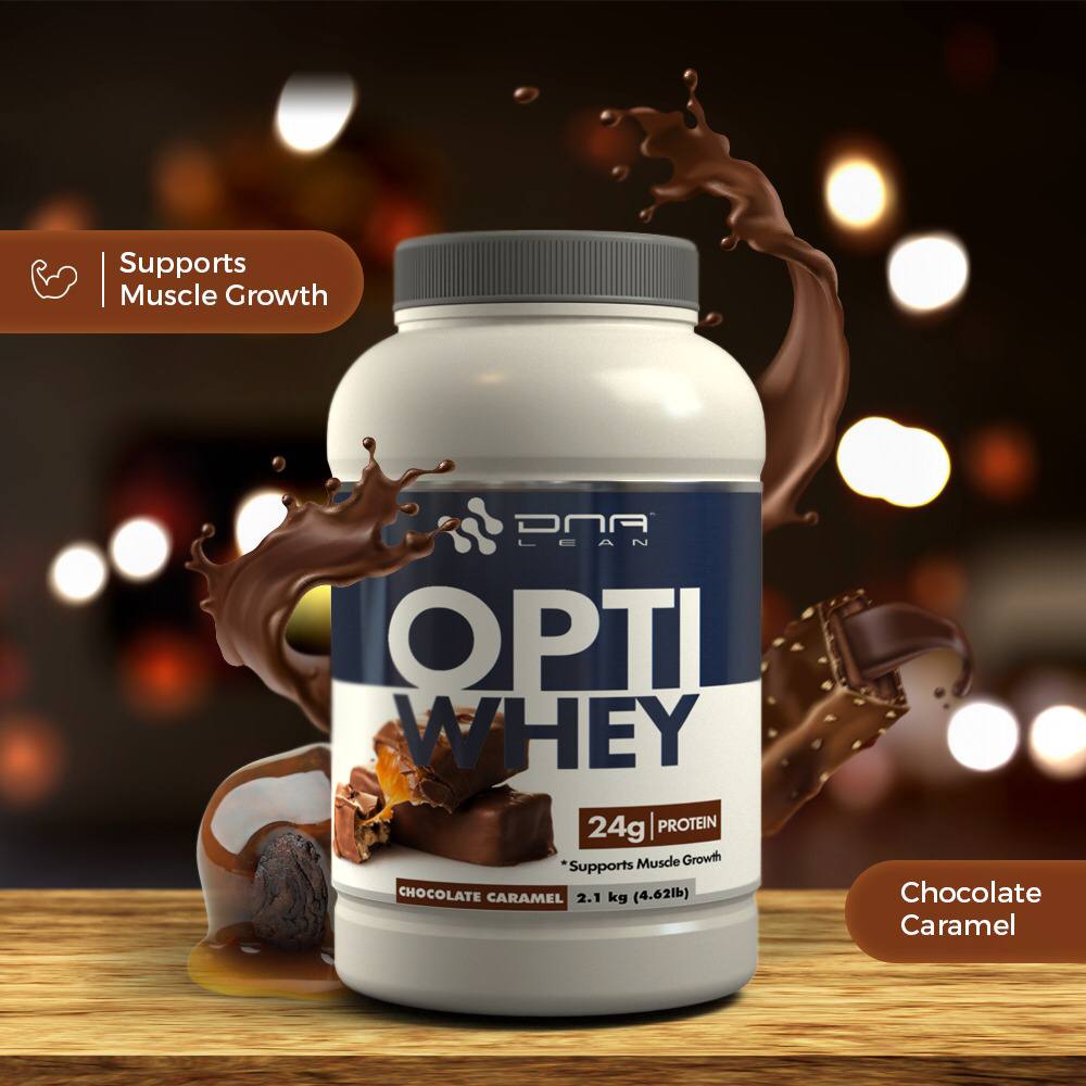  OPTI-WHEY Protein powder Chocolate Caramel flavour 2.1 kilograms