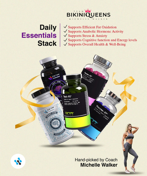 Michelle Walkers Team Bikini Queens Daily Essentials: Thermo-XY, Thermo-XX, Test-FX, Gamma-Mynd, and Delta-Mynd