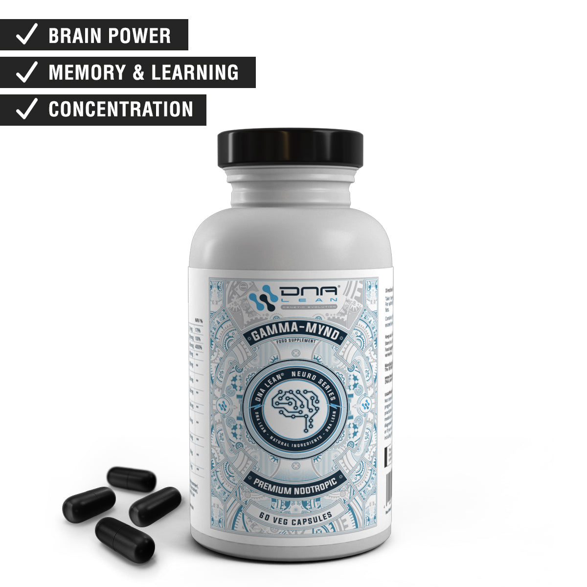 Gamma-Mynd Premium Nootropic Stack with summary points