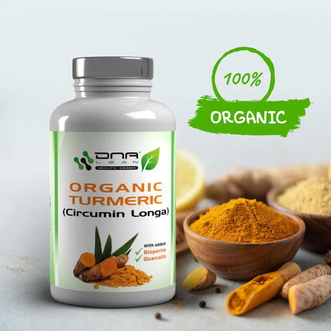 DNA Lean Organic Turmeric with bowl of Turmeric